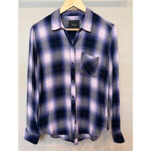 Rails Hunter Orchid Navy Plaid Flannel Button Down Collared Shirt Small Soft